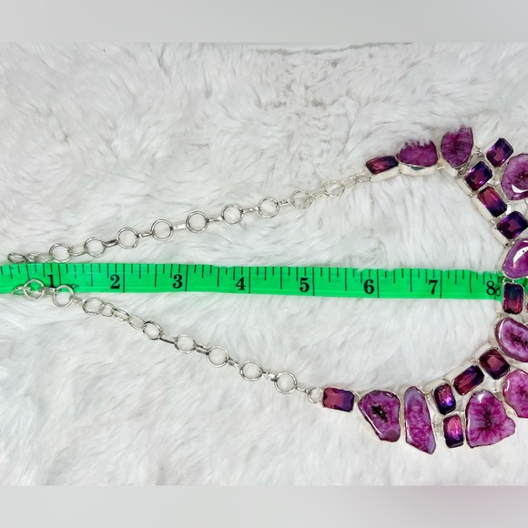 Pink Solar Quartz 925 Large Gemstone Necklace & Bracelet - Picture 5 of 8